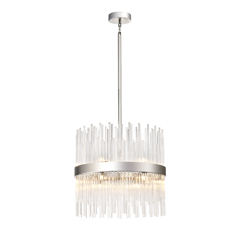 Citadel 18" 12-Light, Glass Stem Drum Pendant in Polished Nickel