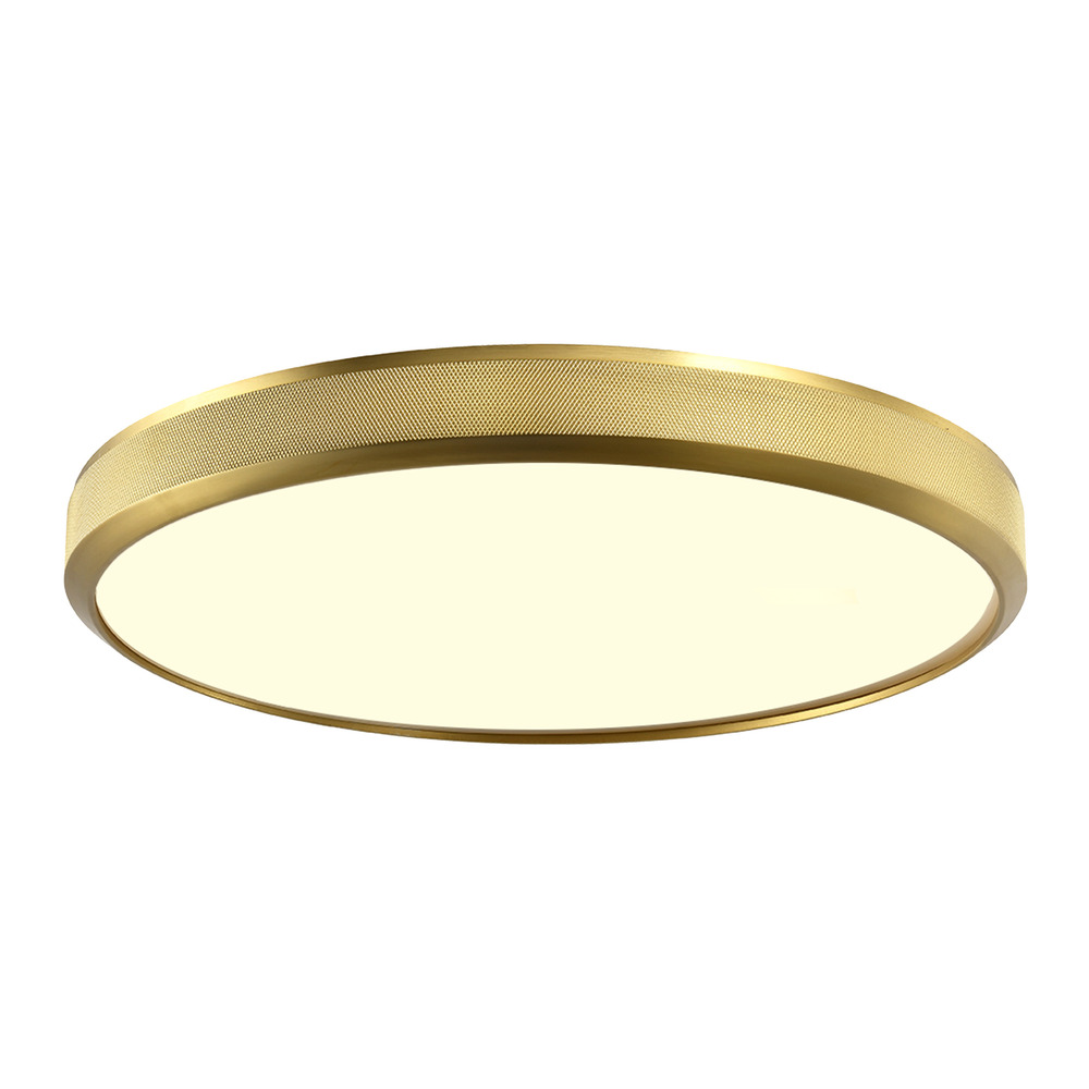 24" LED 3CCT Luxury Braided Knurl Aged Brass Ceiling Flush Mount Light