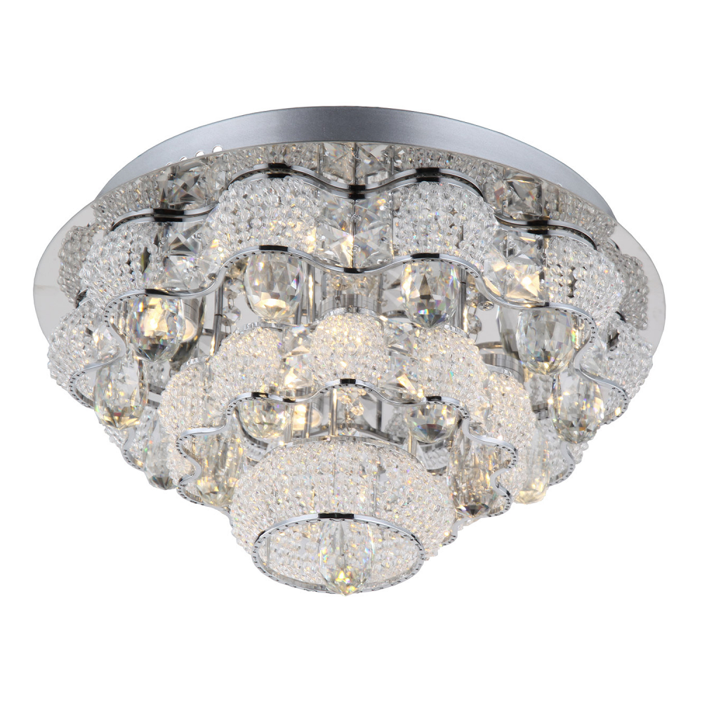 3-Tier 16" LED Floral Crystal Flush Mount