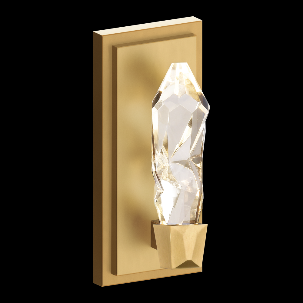 LED 3CCT 1-Light Crafted Crystal Aged Brass Vertical Wall Sconce
