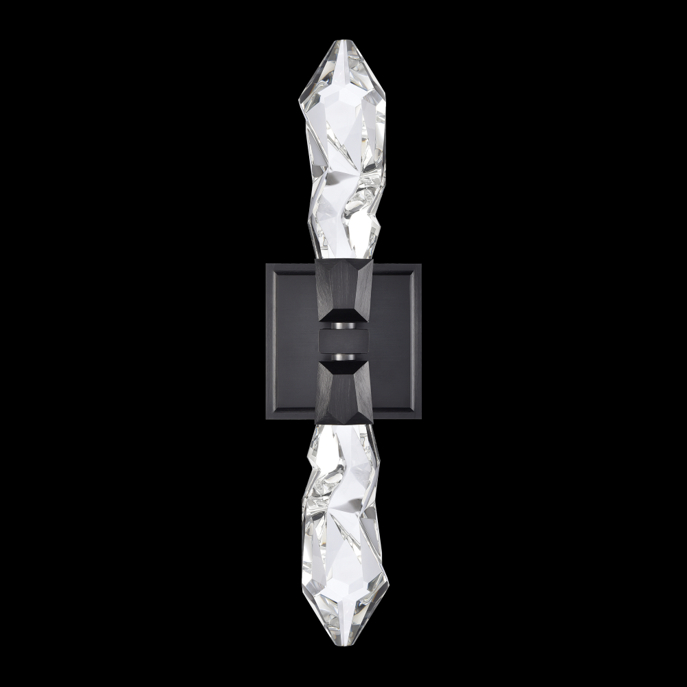 LED 3CCT 2-Light Crafted Crystal Satin Brushed Black Duo Wall Sconce