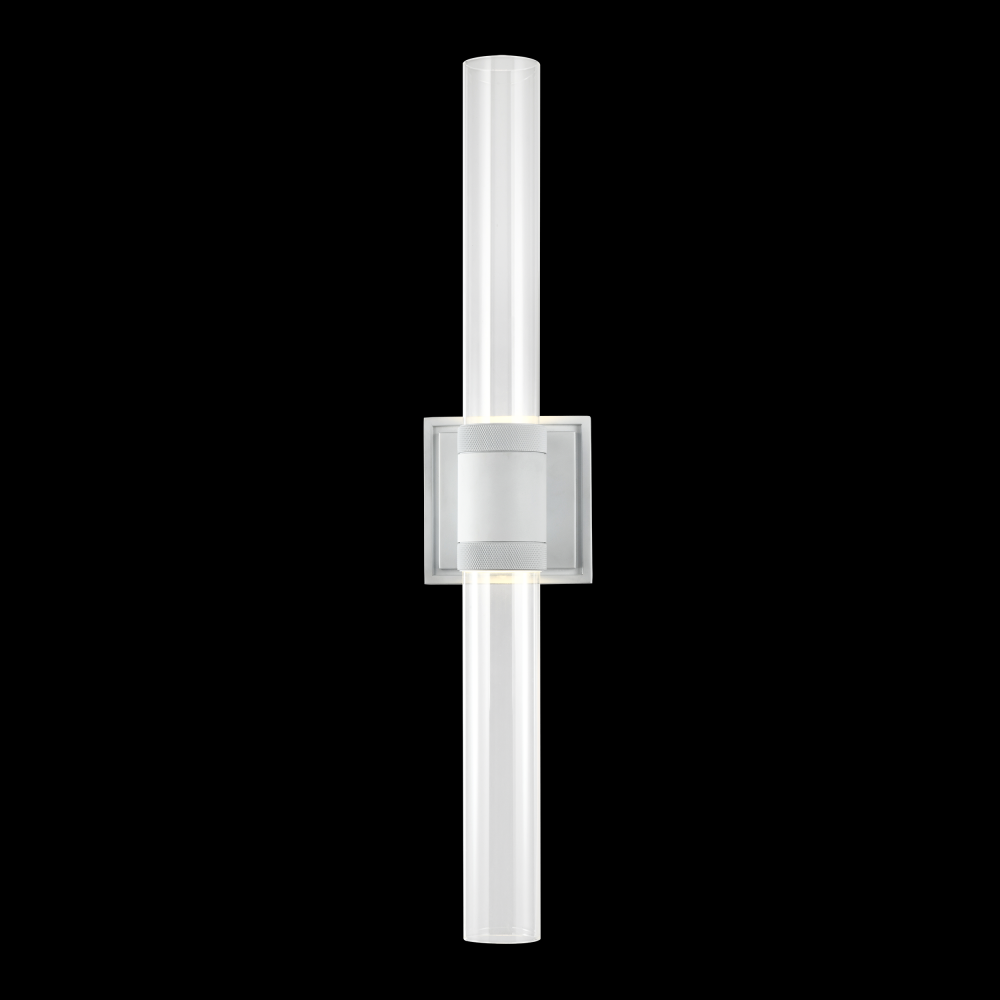 LED 3CCT Duo Wall Sconce, 12" Clear Glass and Matte White Finish