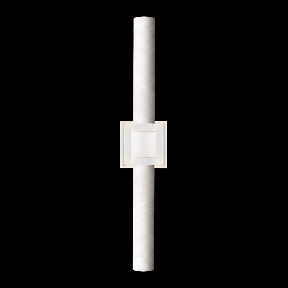 LED 3CCT Duo Wall Sconce, 12" Alabaster Shade and Matte White Finish
