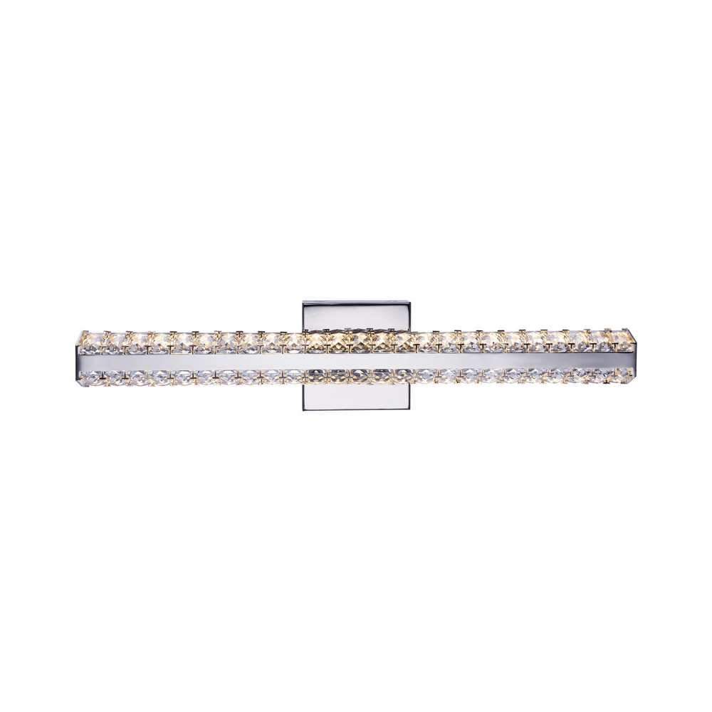 Gemini 24" Crystal 3200K LED Wall Sconce in Chrome