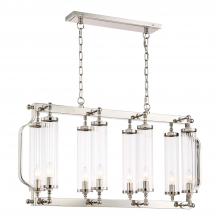 ZEEV Lighting CD10171-8-PN - 8-Light 40&#34; Linear Polished Nickel Fluted Glass Chandelier