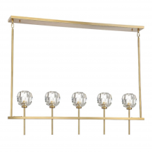 ZEEV Lighting CD10268-5-AGB - 5-Light 46&#34; Aged Brass Linear Sputnik Crystal Chandelier