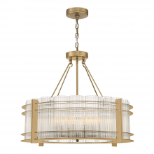 ZEEV Lighting CD10284-10-AGB - 10-Light 28&#34; Round Fluted Glass Aged Brass Chandelier