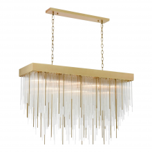 ZEEV Lighting CD10330-17-AGB - Waterfall 48&#34; 17-Light, Glass Dinning Chandelier in Aged Brass