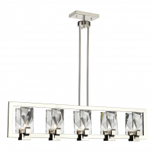 ZEEV Lighting CD10345-5-PN - Horizon 46&#34; 5-Light, Crystal Linear Pendant in Polished Nickel