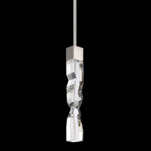 ZEEV Lighting MP11303-LED-2x2-PN - LED 3CCT 1-Light 2&#34;x2&#34; Carved Crystal Polished Nickel Mini-Pendant