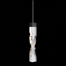 ZEEV Lighting MP11304-LED-2x2-SBB - LED 3CCT 1-Light 2&#34;x2&#34; Carved Crystal Satin Brushed Black Mini-Pendant