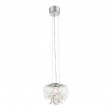 ZEEV Lighting MP40027-LED-CH - Destiny 11&#34; LED Crystal Mini-Pendant with Glass Shade & Aged Brass