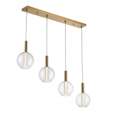 ZEEV Lighting MP40040-LED-GB - 4-Light LED 40&#34; Clear Globe Glass Seeded Acrylic Golden Brass Multi Pendant