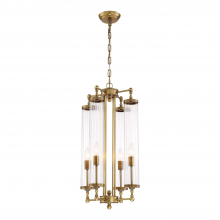ZEEV Lighting P30068-4-AGB - 4-Light 14" Decorative Aged Brass Fluted Glass Vertical Pendant