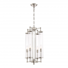 ZEEV Lighting P30069-4-PN - 4-Light 14&#34; Decorative Polished Nickel Fluted Glass Vertical Pendant