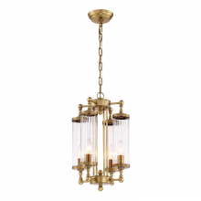 ZEEV Lighting P30070-4-AGB - 4-Light 12" Decorative Aged Brass Fluted Glass Vertical Pendant