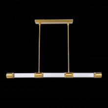 ZEEV Lighting PL11725-LED-3-AGB-G3 - 48&#34; LED 3CCT Sleek Linear Pendant, Clear Fluted Glass Shades and Aged Brass Finish