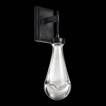 ZEEV Lighting WS10908-LED-SBB - LED 3CCT 1-Light Heavy Clear Rain Drop Glass Satin Brushed Black Vertical Wall Sconce