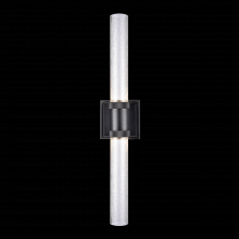ZEEV Lighting WS11716-LED-2-SBB-G5 - LED 3CCT Duo Wall Sconce, 12&#34; Crackled Glass and Satin Brushed Black Finish