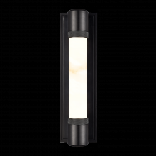 ZEEV Lighting WS11724-LED-1-SBB-G9 - LED 3CCT Fuse Wall Sconce, 12" Spanish Alabaster Shade and Satin Brushed Black Finish
