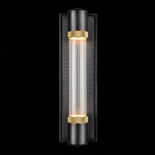 ZEEV Lighting WS11724-LED-1-SBB-K-AGB-G3 - LED 3CCT Fuse Wall Sconce, 12" Fluted Glass and Satin Brushed Black with Brass Finish