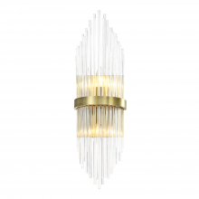 ZEEV Lighting WS70048-2-AGB - 2-Light 24" Sleek Aged Brass Banded Vertical Crystal Wall Sconce