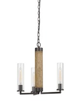CAL Lighting FX-3665-3 - 21&#34; Height Metal and Wood Chandelier Fixture in Black/Wood Finish