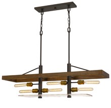 CAL Lighting FX-3701-6 - 32.5&#34; Height Pine Wood, Glass and Metal Fixture in Wooden Finish