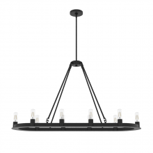 Hunter 19027 - Hunter Saddlewood Natural Black Iron 10 Light Chandelier Ceiling Light Fixture