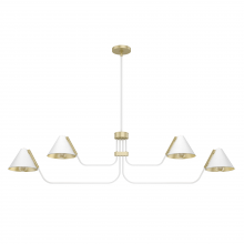 Hunter 19207 - Hunter Grove Isle Matte White and Modern Brass 4 Light Chandelier Ceiling Light Fixture