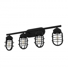 Hunter 19846 - Hunter Starklake Natural Black Iron 4 Light Bathroom Vanity Wall Light Fixture