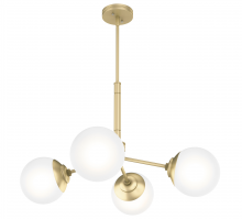Hunter 19016 - Hunter Hepburn Modern Brass with Cased White Glass 4 Light Chandelier Ceiling Light Fixture