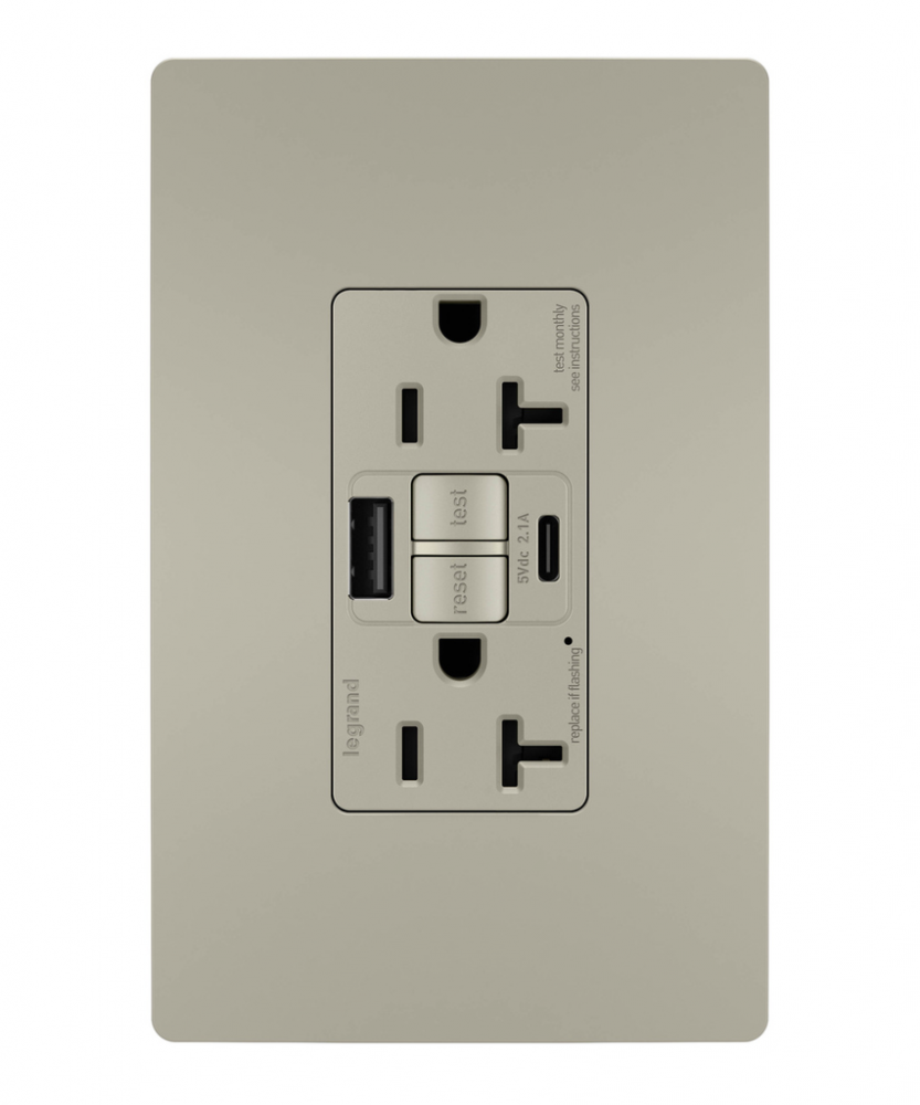 radiant® Tamper-Resistant 20A Duplex Self-Test GFCI Receptacles with SafeLock® Protection