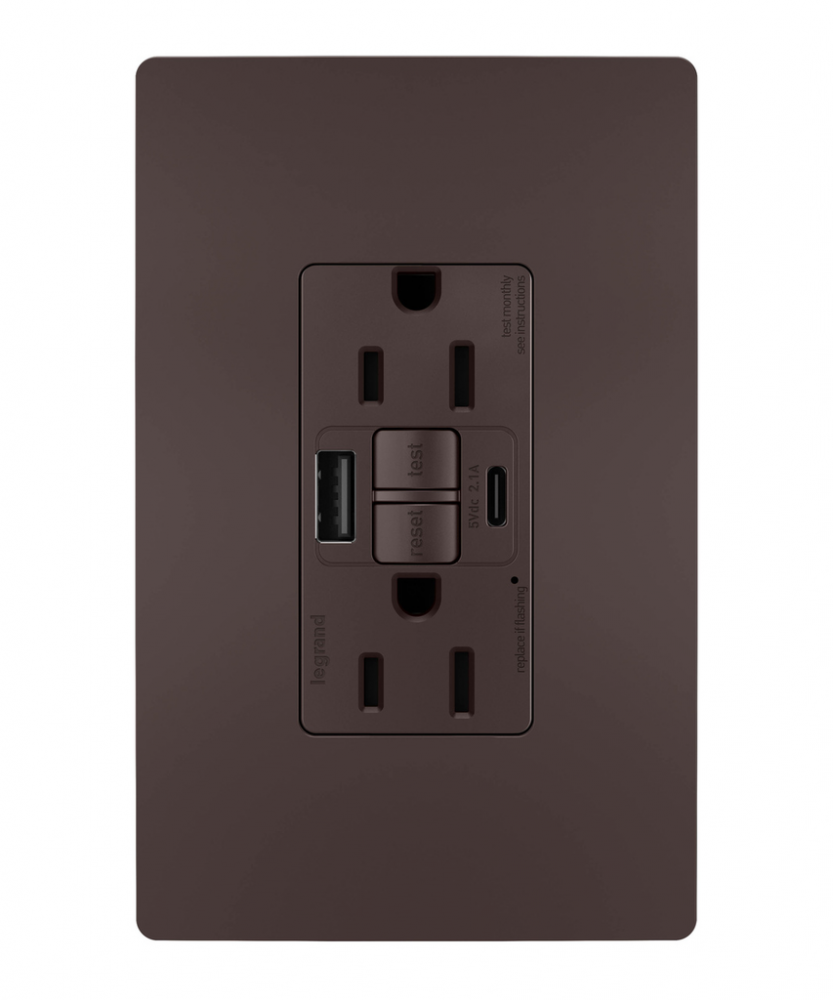 radiant® Tamper-Resistant 15A Duplex Self-Test GFCI Receptacles with SafeLock® Protection