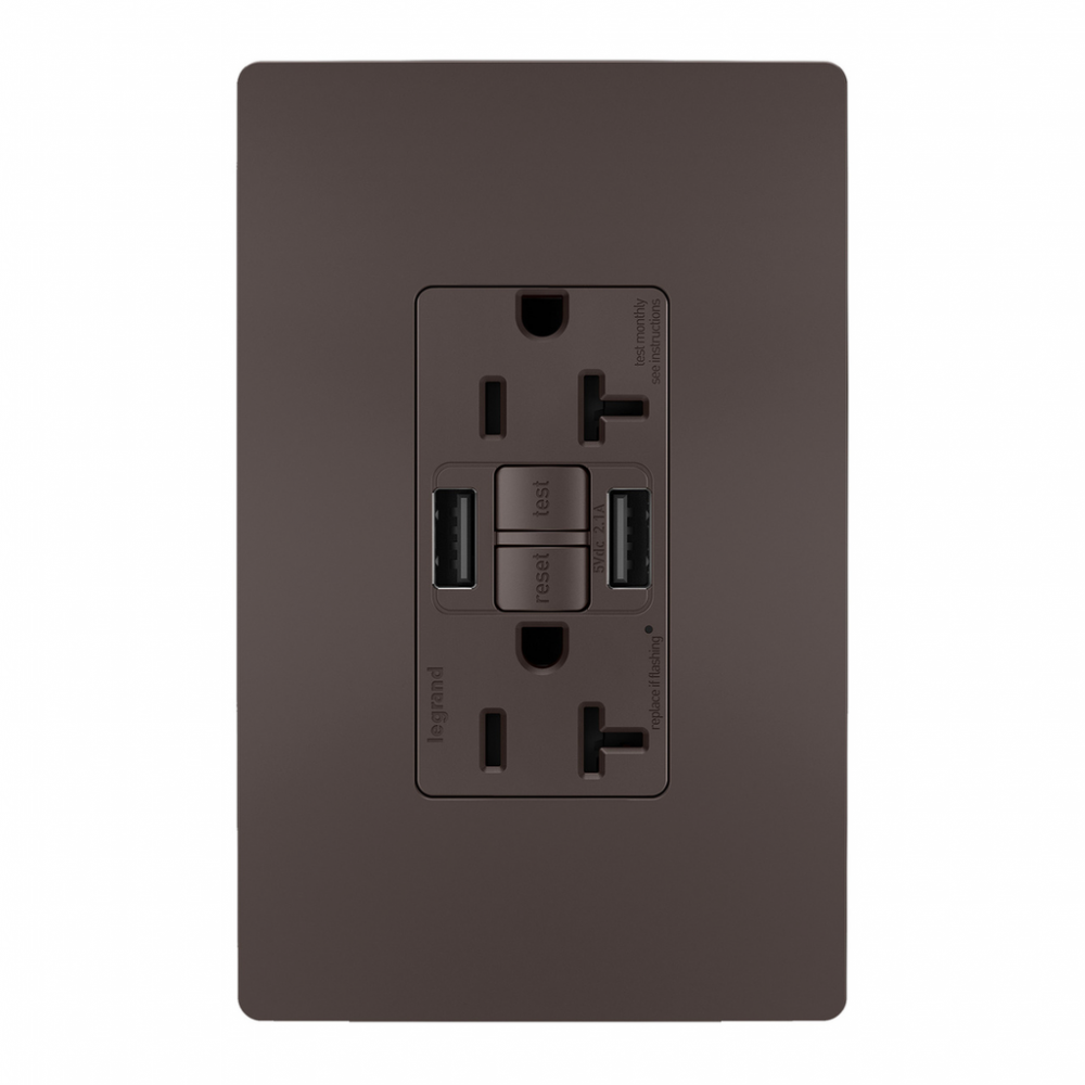 radiant® Tamper-Resistant 20A Duplex Self-Test GFCI Receptacles with SafeLock® Protection