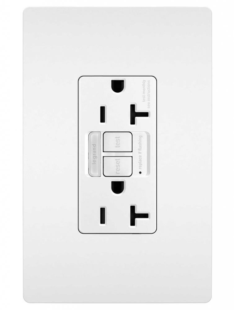 radiant® Tamper-Resistant 20A Duplex Self-Test GFCI Receptacles with SafeLock® Protection