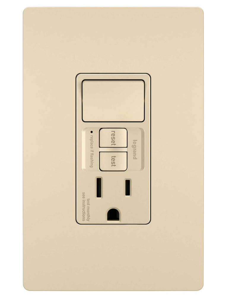 radiant® Combination Single Pole Switch and Tamper-Reistant 15A Duplex Self-Test GFCI Receptacles