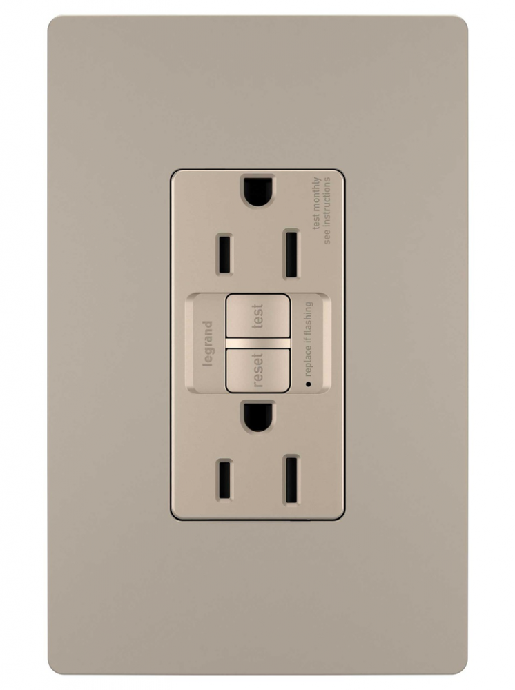 radiant® Tamper-Resistant 15A Duplex Self-Test GFCI Receptacles with SafeLock® Protection