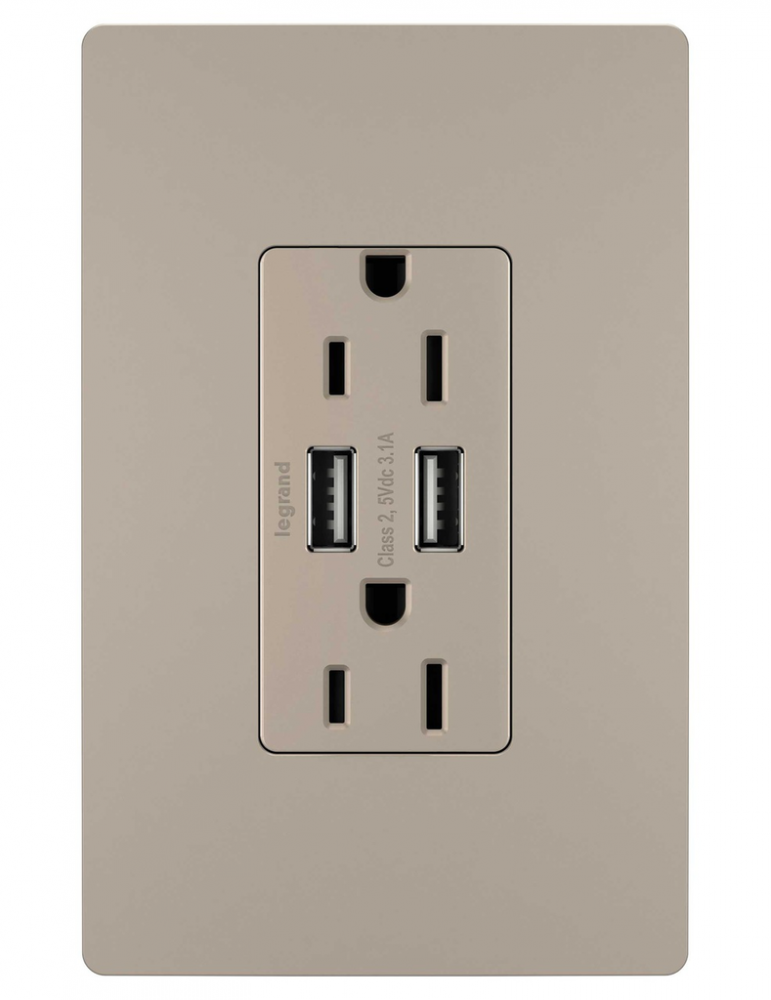 radiant? 15A Tamper-Resistant USB Outlet, Nickel