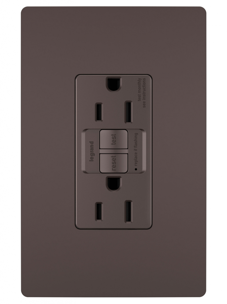 radiant® Tamper-Resistant 15A Duplex Self-Test GFCI Receptacles with SafeLock® Protection