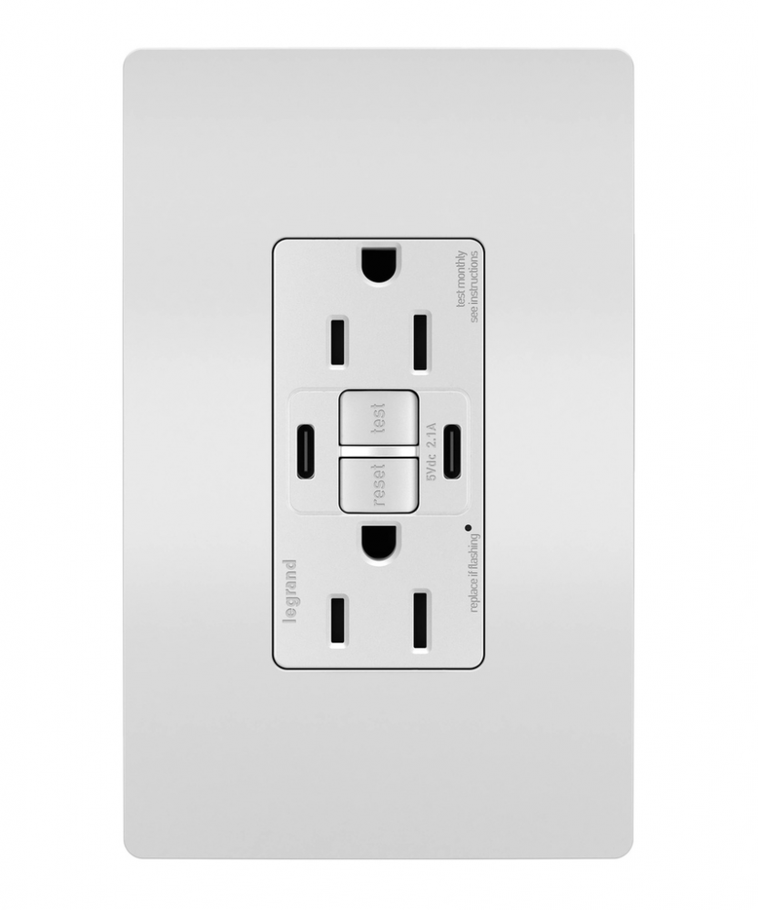 radiant® Tamper-Resistant 15A Duplex Self-Test GFCI Receptacles with SafeLock® Protection