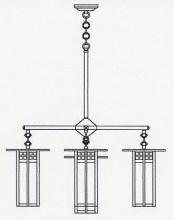 Arroyo Craftsman GCH-9L/4-1CS-RC - 9" glasgow long body 4 light chandelier, center light