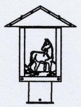 Arroyo Craftsman TRP-9HSAM-BK - 9" timber ridge post mount with horse filigree