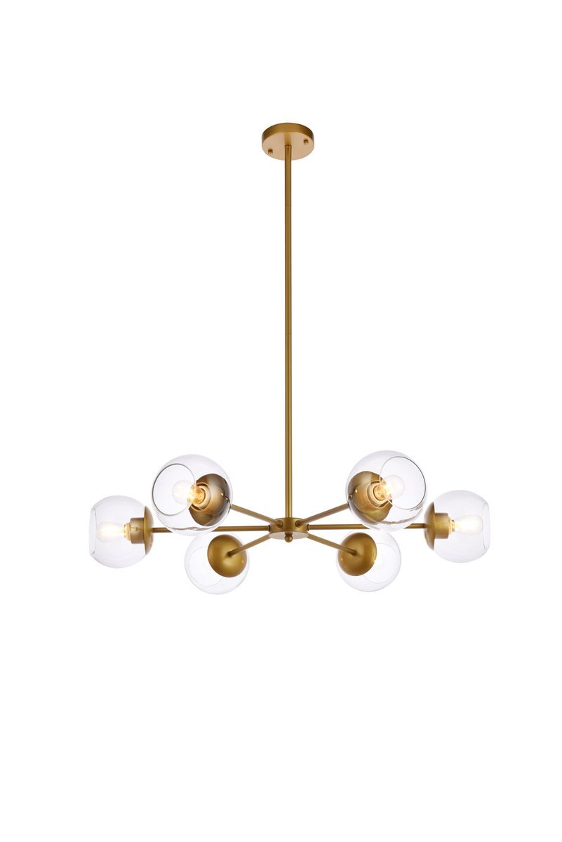 Briggs 30 Inch Pendant in Brass with Clear Shade