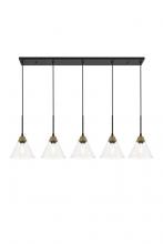 Elegant LD4017D48BRB - Histoire 5 Light Brass and Black Pendant