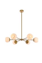 Elegant LD643D36BR - Briggs 36 Inch Pendant in Brass with White Shade