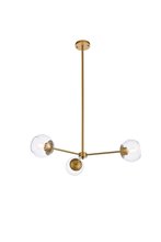Elegant LD646D32BR - Briggs 32 Inch Pendant in Brass with Clear Shade