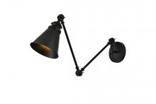 Elegant LD7323W6BLK - Ledger 1 Light Black Swing Arm Wall Sconce