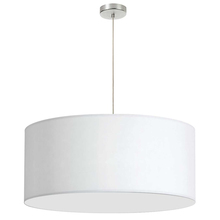 Dainolite DRM-L-790 - 1 Light, 28&#34; Drum Shade Pendant, White Fabric, No Bottom Diffuser, Polished Chrome