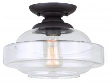 Canarm IFM459B13ORB - CHICAGO, 1 Lt Flush Mount, Clear Glass, 100W Type A, 12 1/2" W x 9 1/4" H, Easy Connect Incl